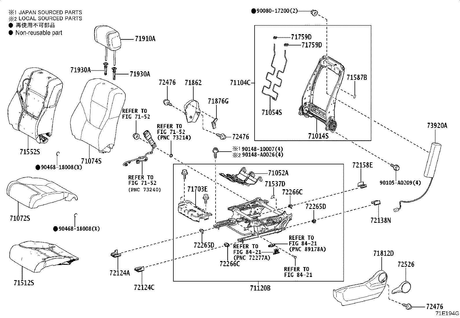 Toyota 71073-0CD60-C4 COVER, FRONT SEAT BACK, RH(FOR SEPARATE TYPE)