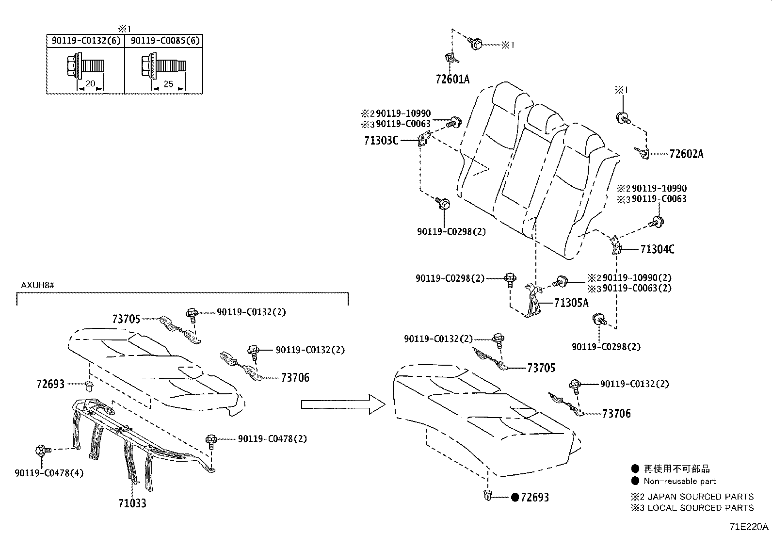 71033-0R020 LEG SUB-ASSY, REAR SEAT CUSHION product image