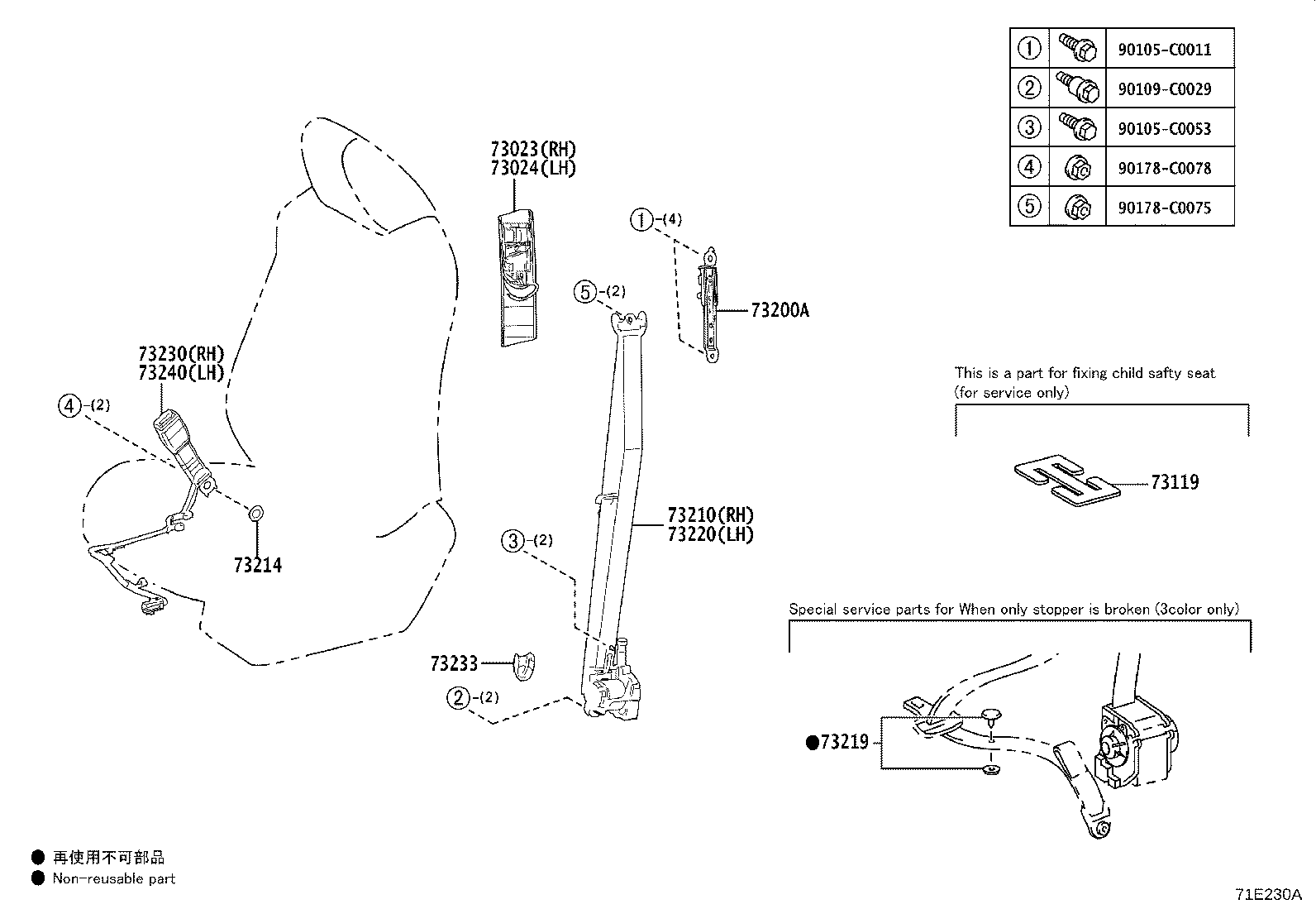 73178-0R040-C0 CAP, SEAT BELT ANCHOR COVER product image