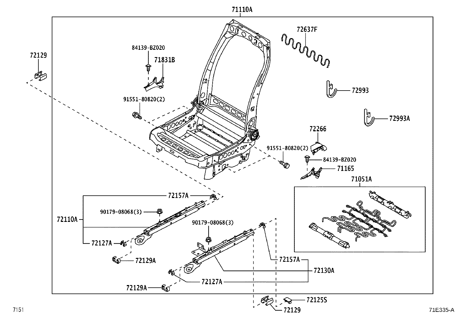 79103-BZ040 FRAME SUB-ASSY, NO.1 SEAT BACK, RH product image