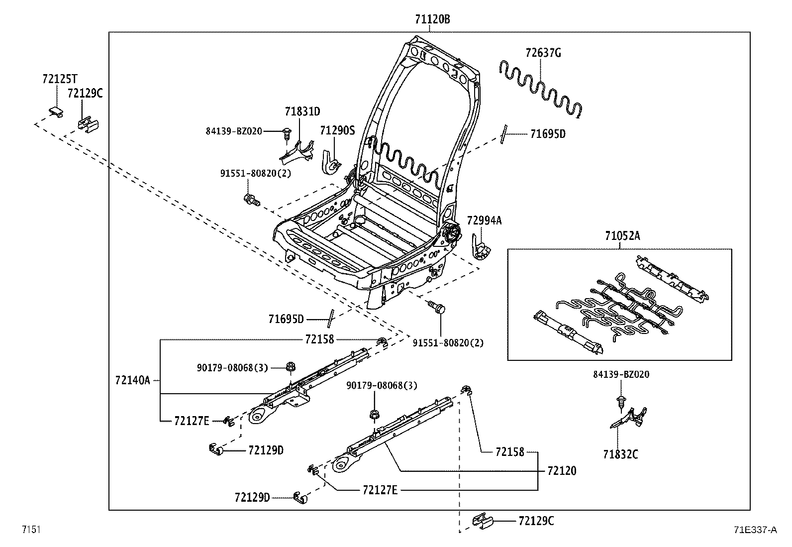 79103-BZ040 FRAME SUB-ASSY, NO.1 SEAT BACK, RH product image