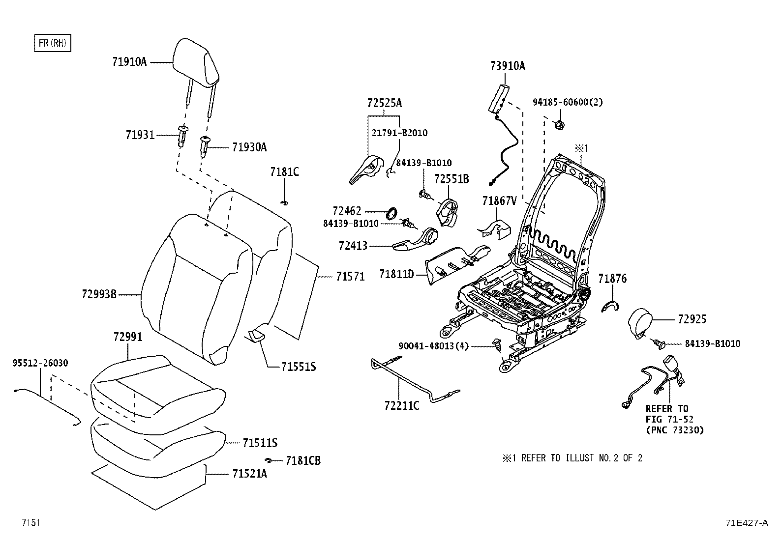 79103-BZ040 FRAME SUB-ASSY, NO.1 SEAT BACK, RH product image