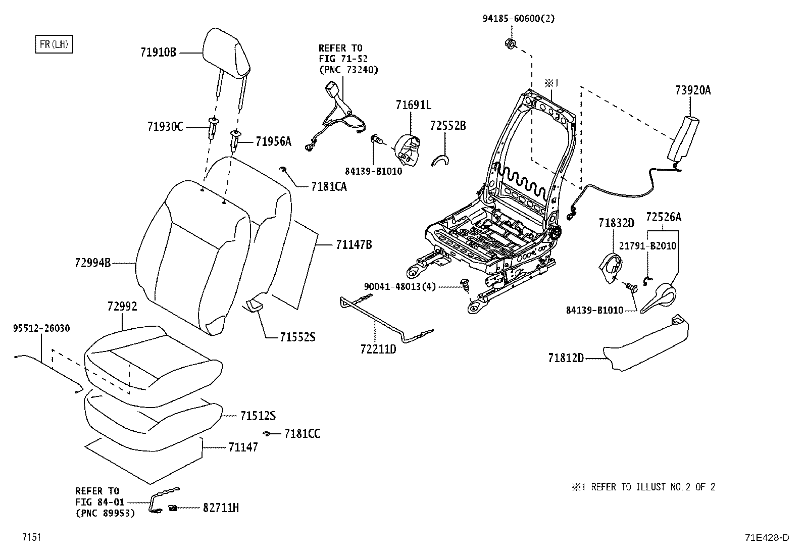 79103-BZ040 FRAME SUB-ASSY, NO.1 SEAT BACK, RH product image