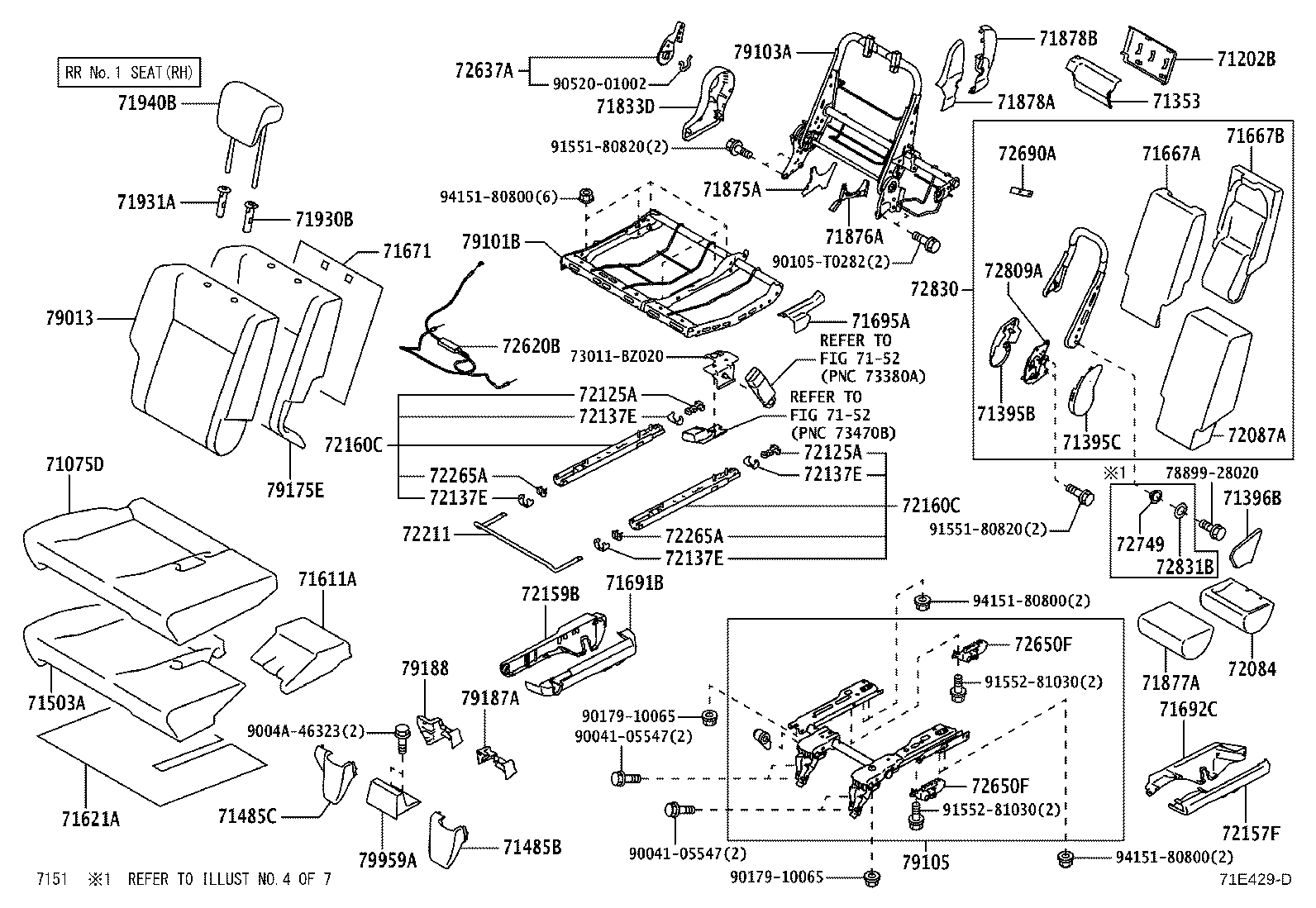 79103-BZ040 FRAME SUB-ASSY, NO.1 SEAT BACK, RH product image