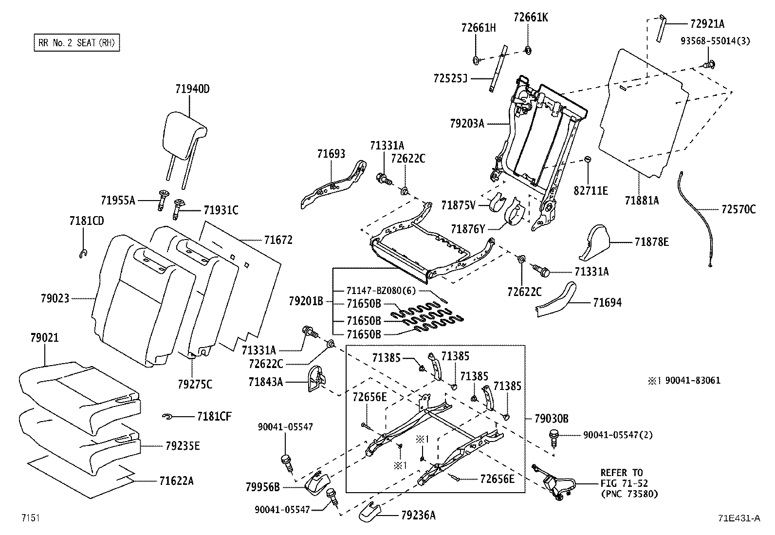79103-BZ040 FRAME SUB-ASSY, NO.1 SEAT BACK, RH product image