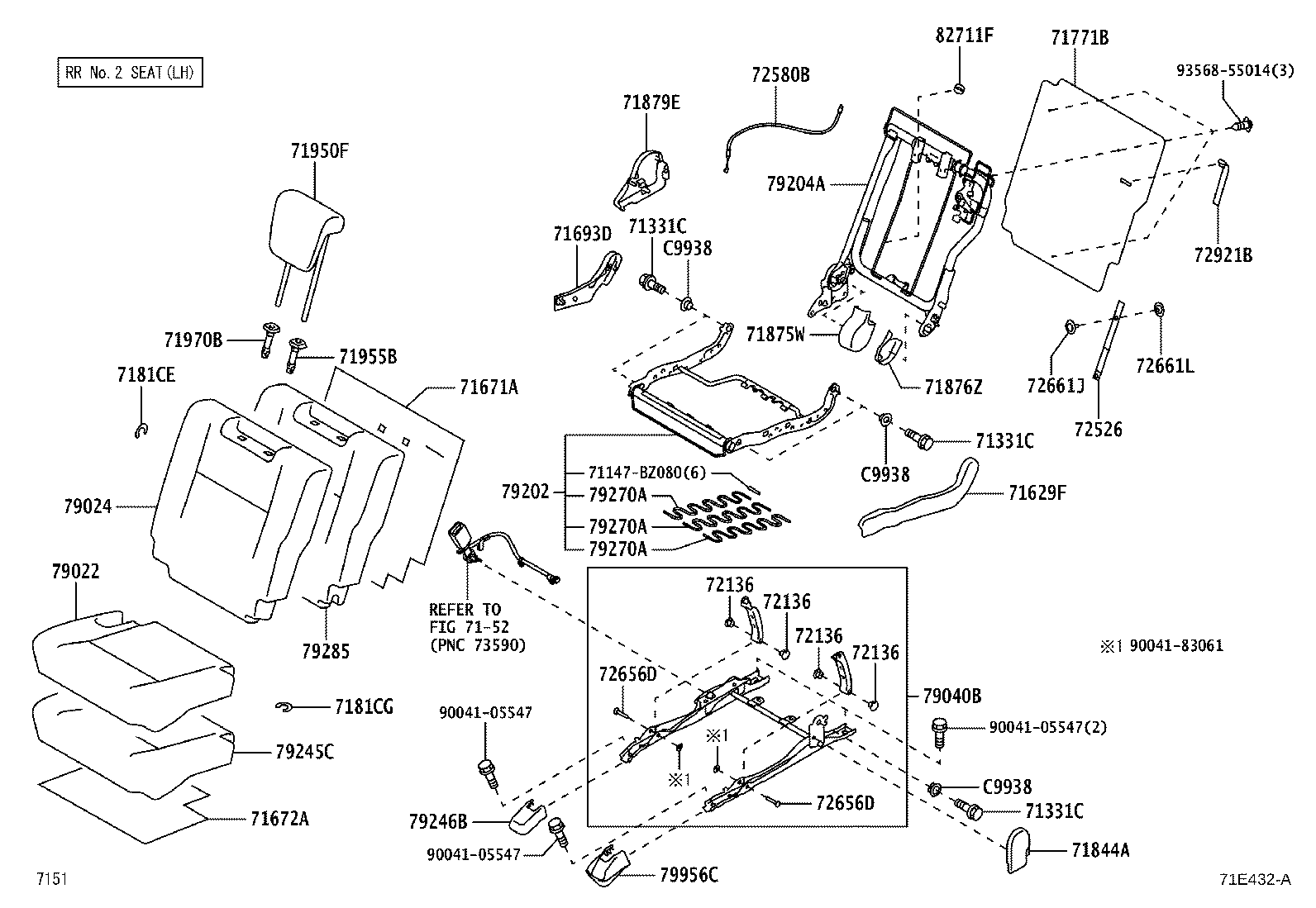 79103-BZ040 FRAME SUB-ASSY, NO.1 SEAT BACK, RH product image