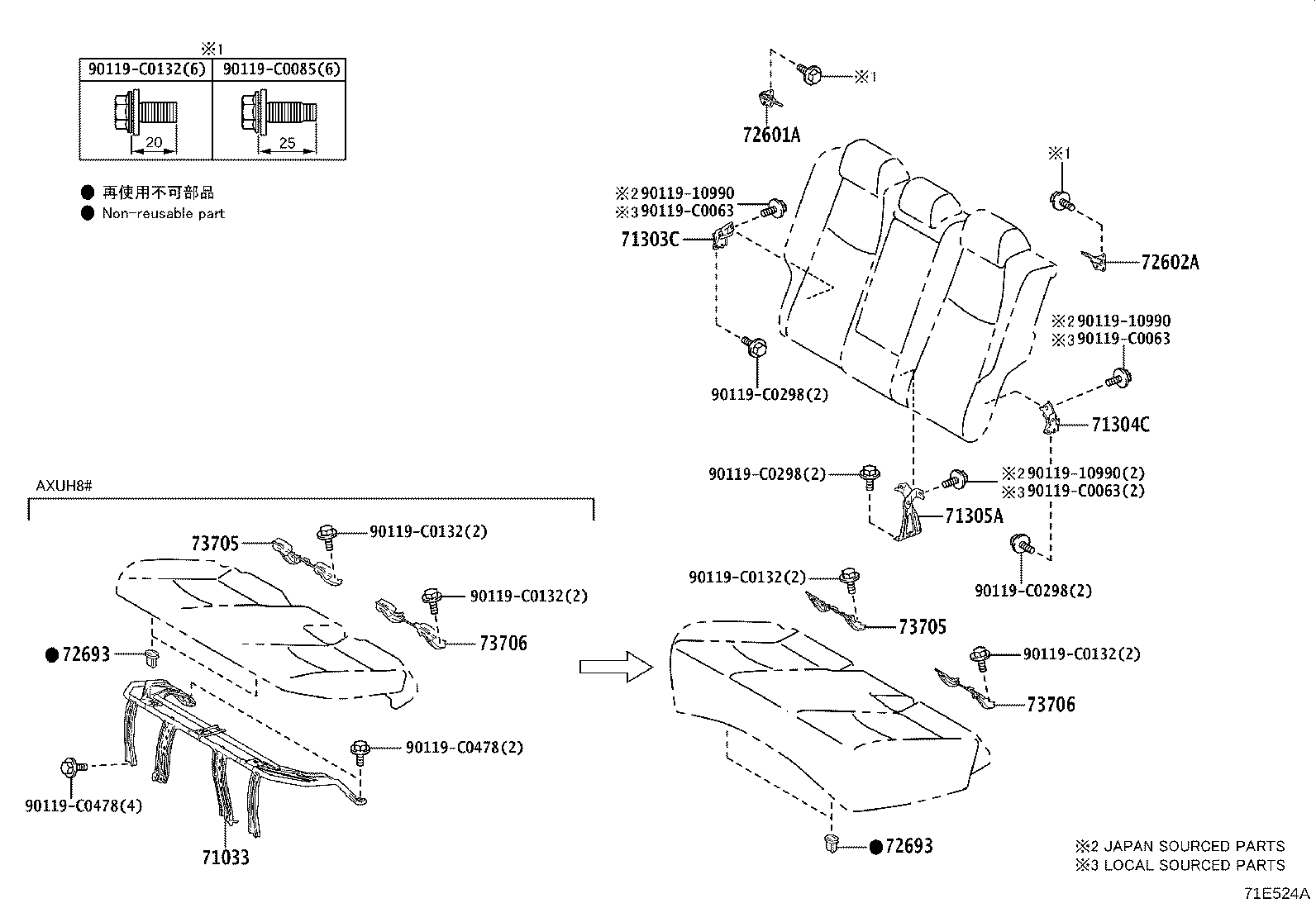 71033-0R030 LEG SUB-ASSY, REAR SEAT CUSHION product image