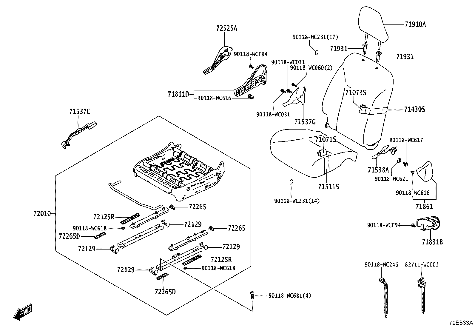 71811-WC002 SHIELD, FRONT SEAT CUSHION, RH product image