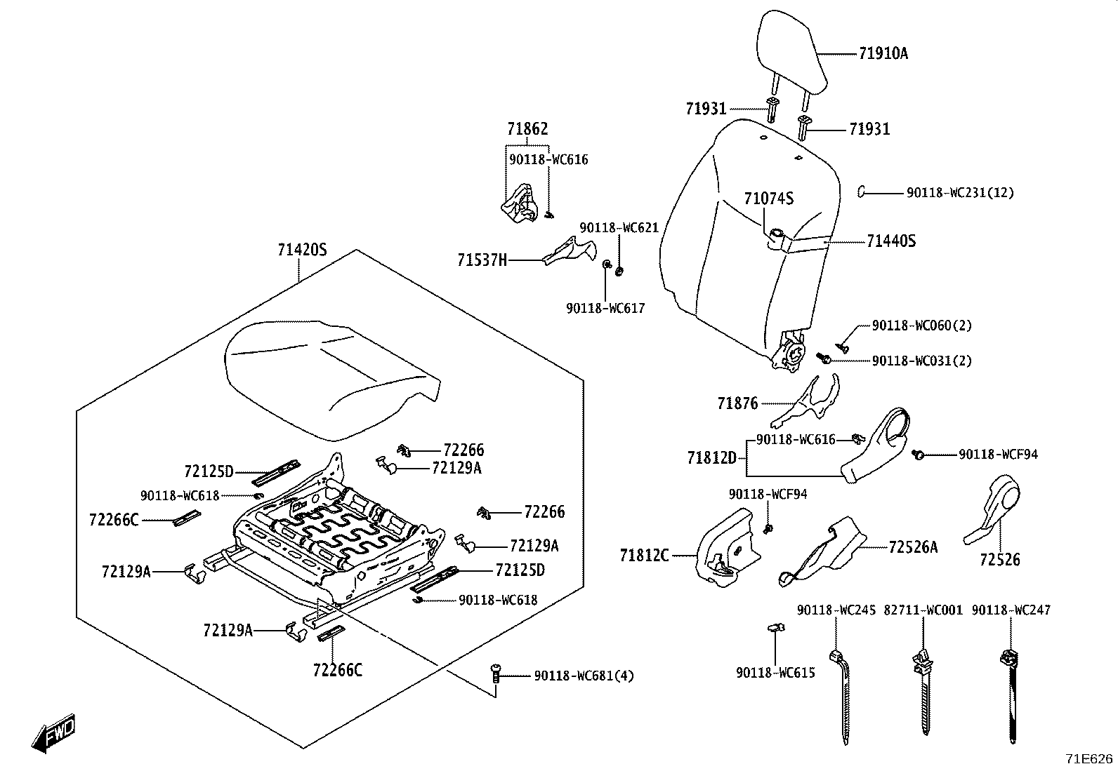 71811-WC002 SHIELD, FRONT SEAT CUSHION, RH product image