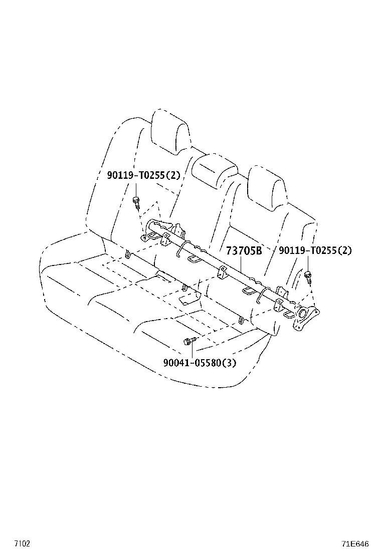 71033-BZ100 LEG SUB-ASSY, REAR SEAT CUSHION product image