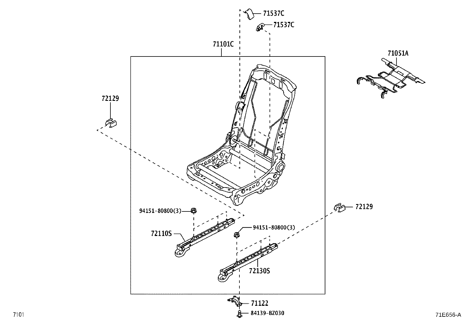 71121-BZ090 BRACKET, FRONT SEAT CUSHION, LH product image