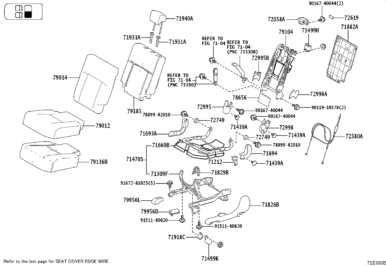 79103-52140 FRAME SUB-ASSY, NO.1 SEAT BACK, RH product image
