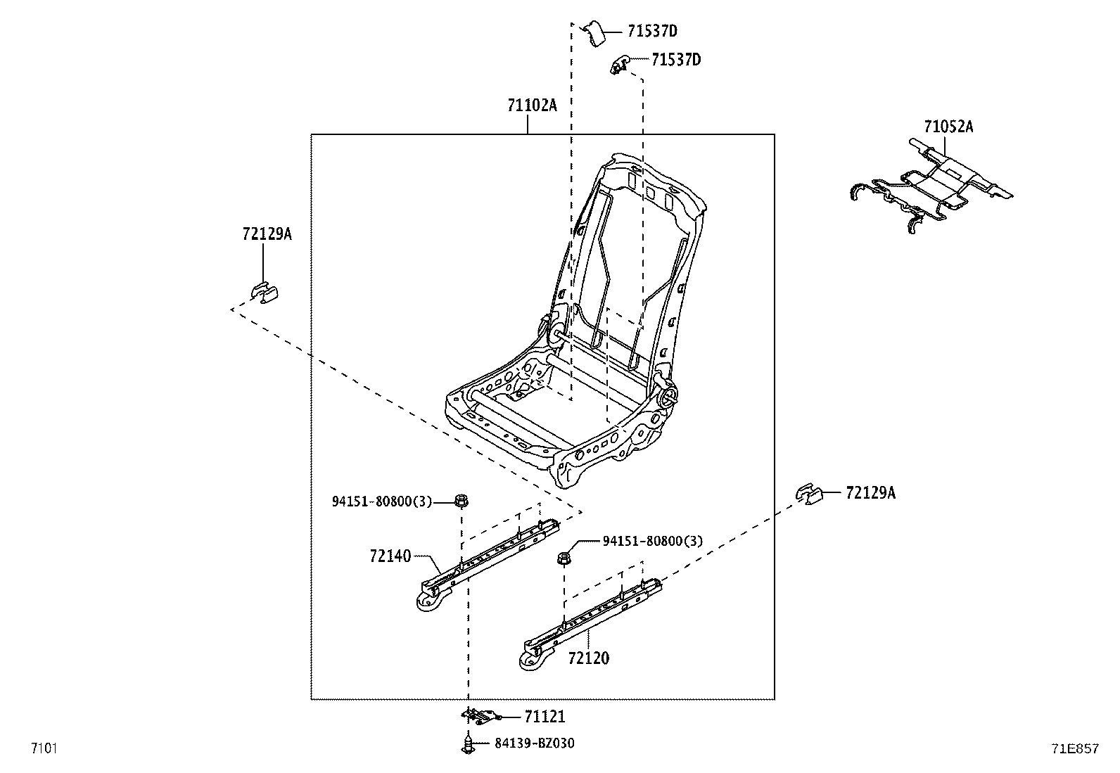 71121-BZ090 BRACKET, FRONT SEAT CUSHION, LH product image