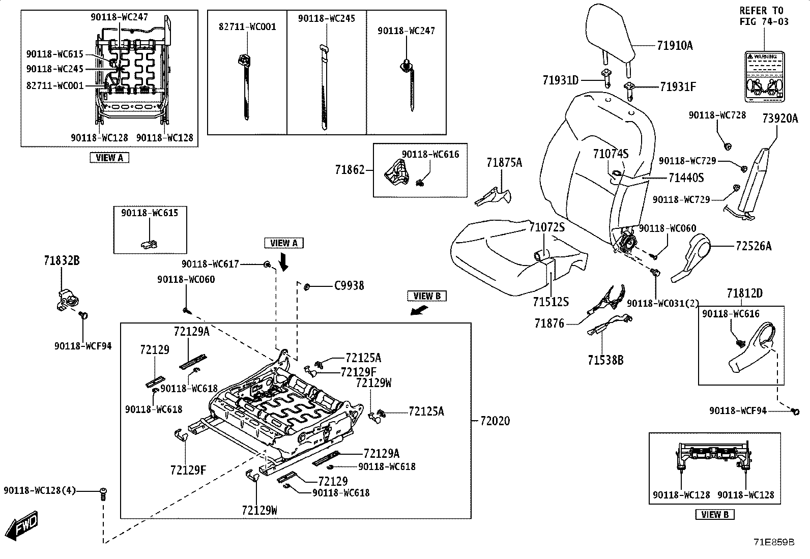 71512-WC006 PAD, FRONT SEAT CUSHION, RH(FOR SEPARATE TYPE) product image