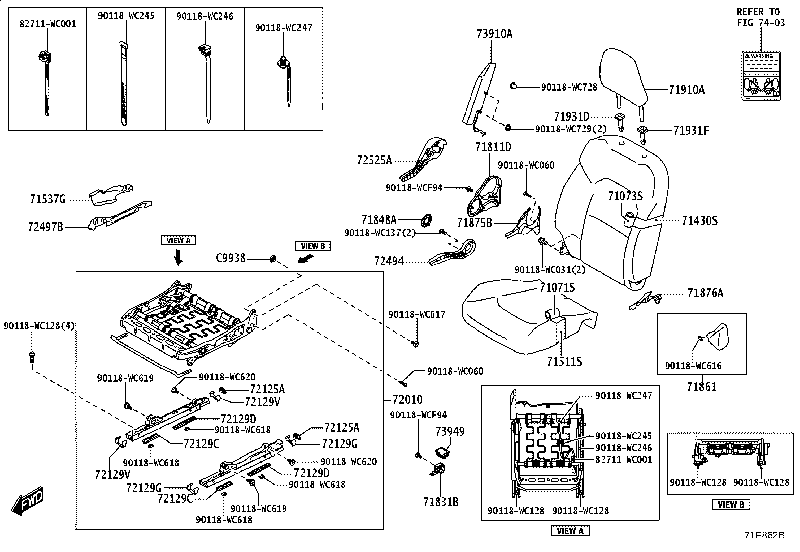 71512-WC006 PAD, FRONT SEAT CUSHION, RH(FOR SEPARATE TYPE) product image