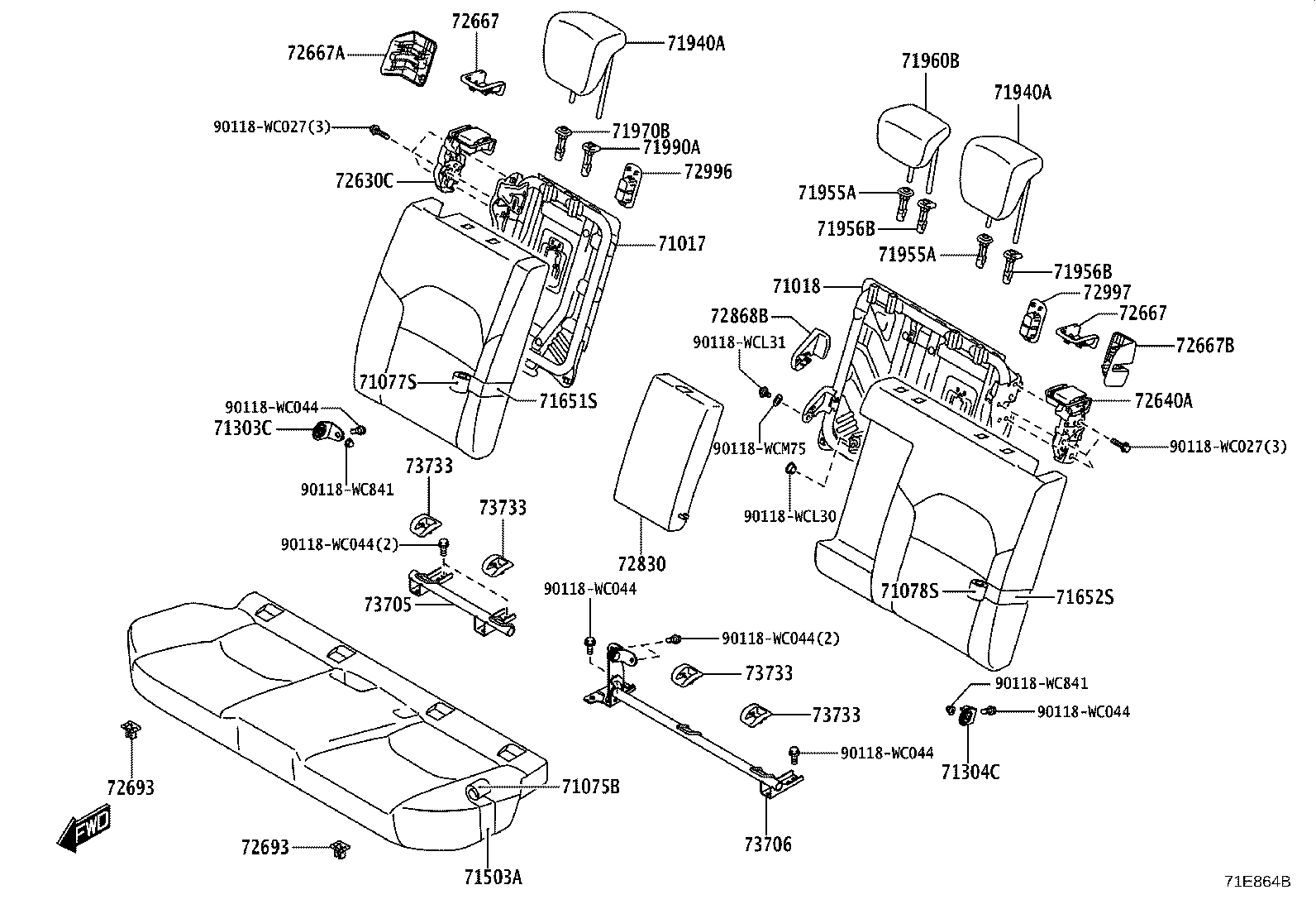 71017-WC009 FRAME SUB-ASSY, REAR SEAT BACK, RH product image