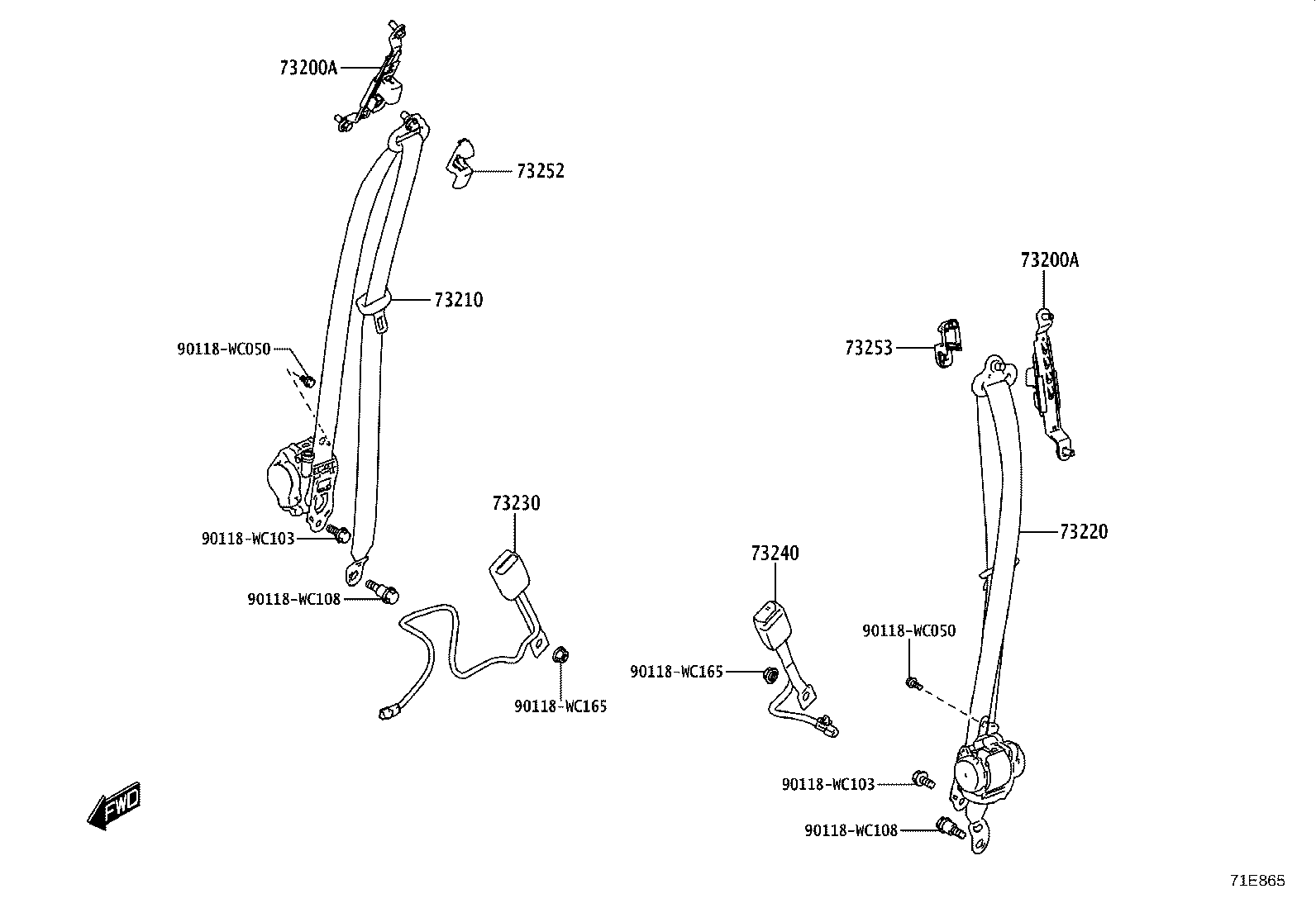 73230-WC006 BELT ASSY, FRONT SEAT INNER, RH product image
