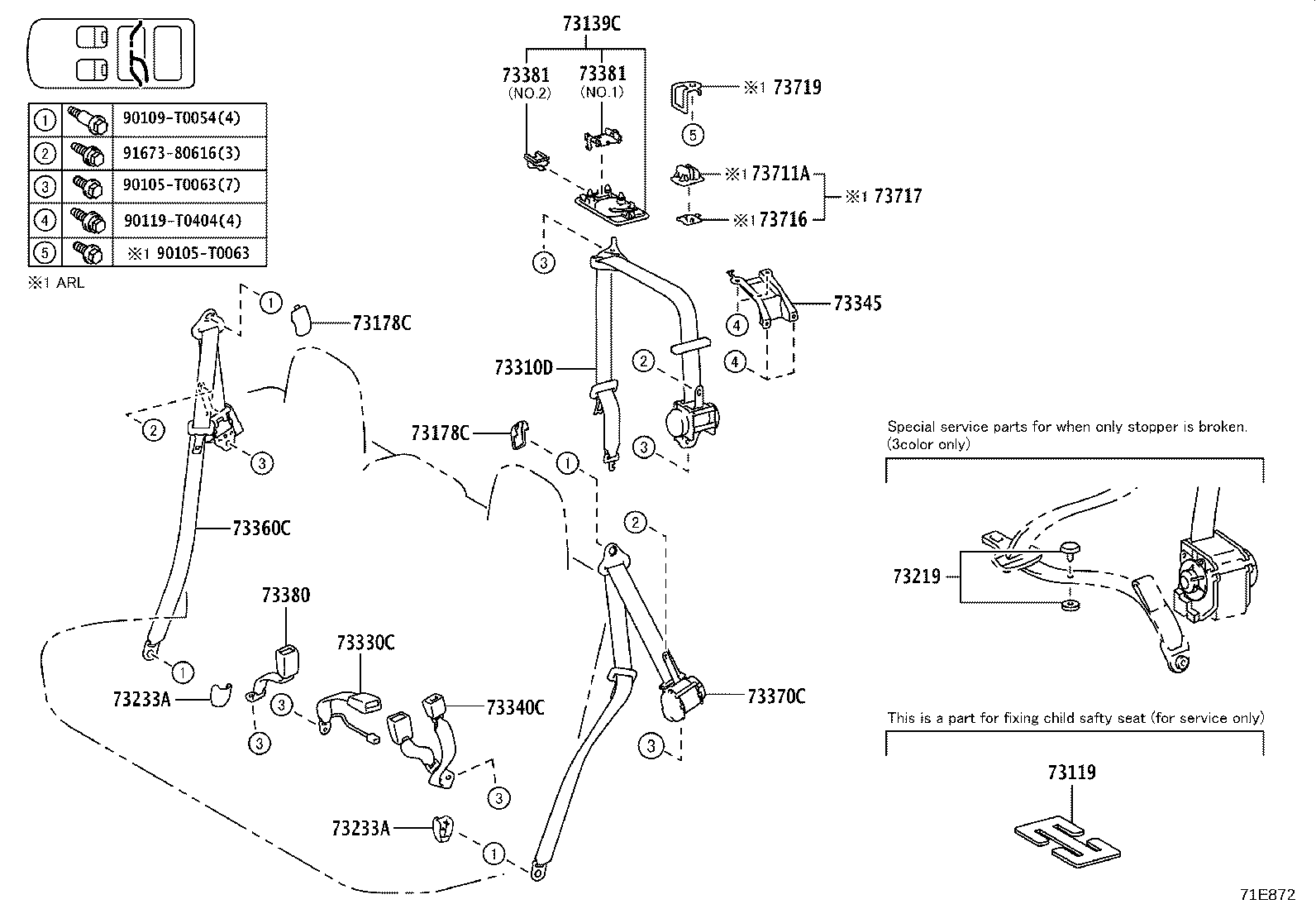 73210-0KA01-C0 BELT ASSY, FRONT SEAT OUTER, RH product image
