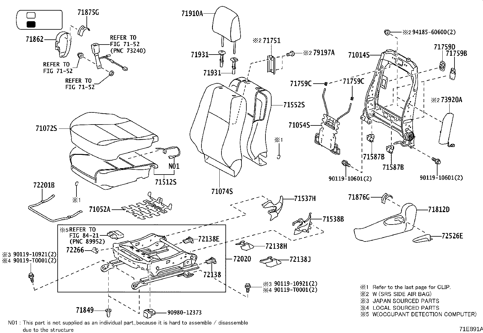 79101-0K720 FRAME SUB-ASSY, NO.1 SEAT CUSHION, RH product image
