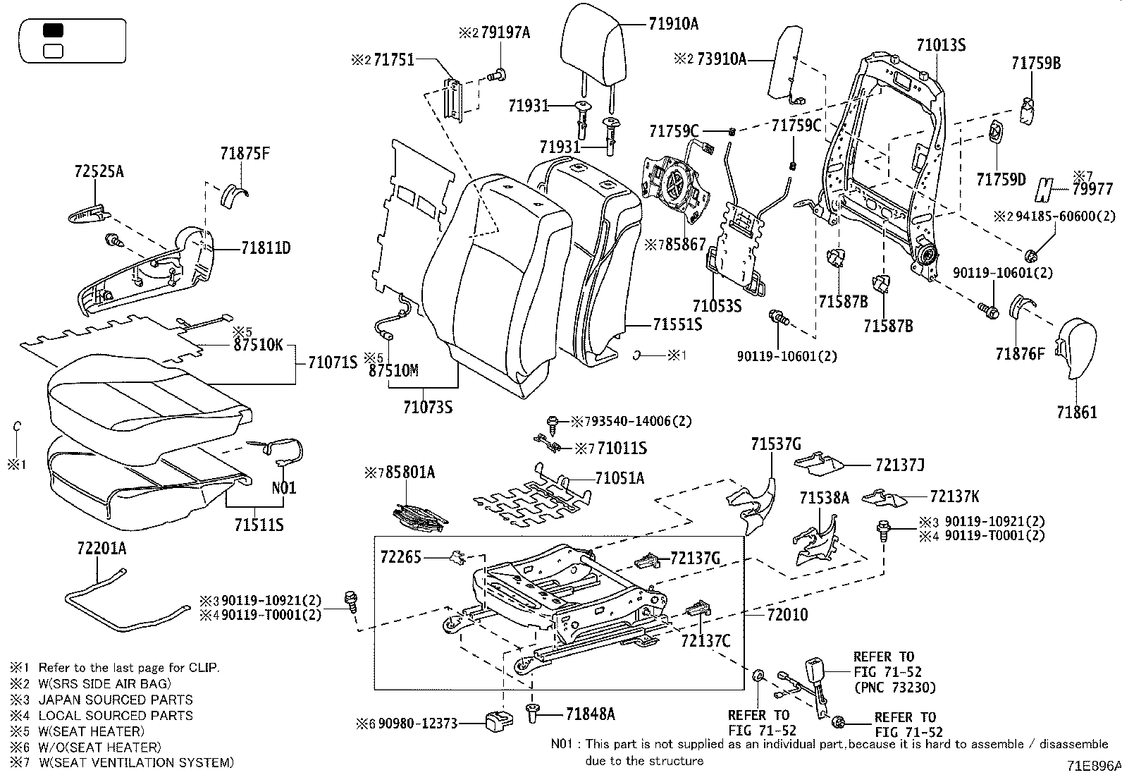 79101-0K720 FRAME SUB-ASSY, NO.1 SEAT CUSHION, RH product image