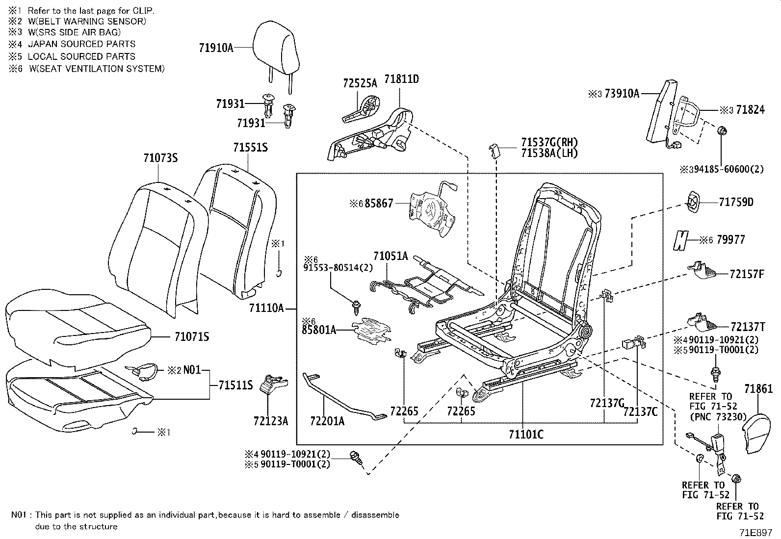 79101-0K720 FRAME SUB-ASSY, NO.1 SEAT CUSHION, RH product image