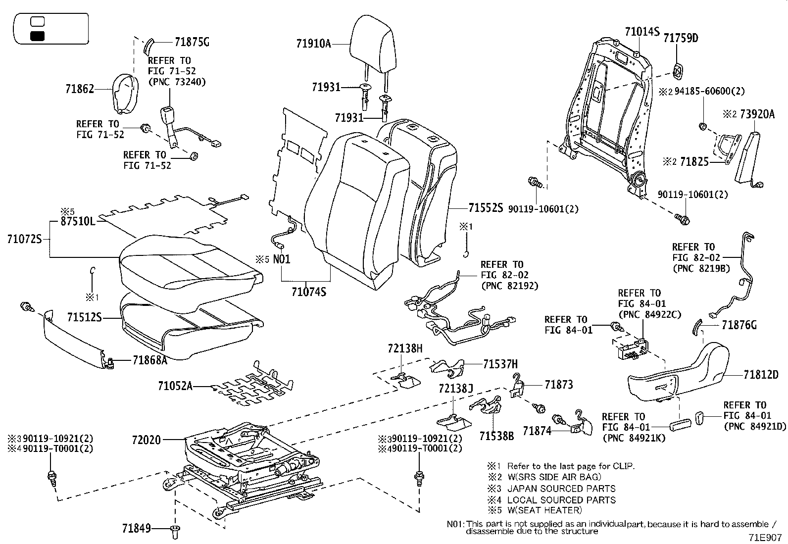 79021-0KB10 COVER SUB-ASSY, NO.2 SEAT CUSHION, RH product image