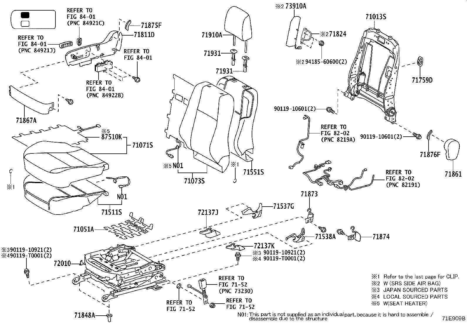 79021-0KB10 COVER SUB-ASSY, NO.2 SEAT CUSHION, RH product image