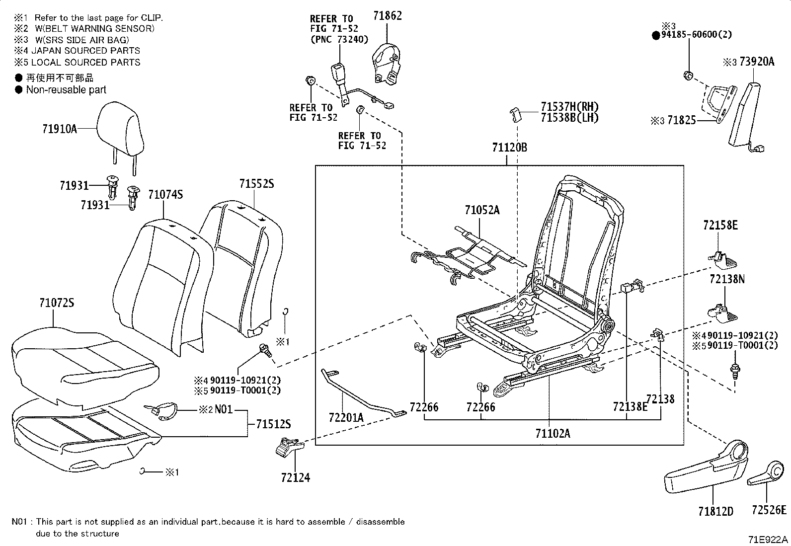71027-0K450 COVER, FRONT SEAT BACK, RH(FOR SEPARATE TYPE) product image
