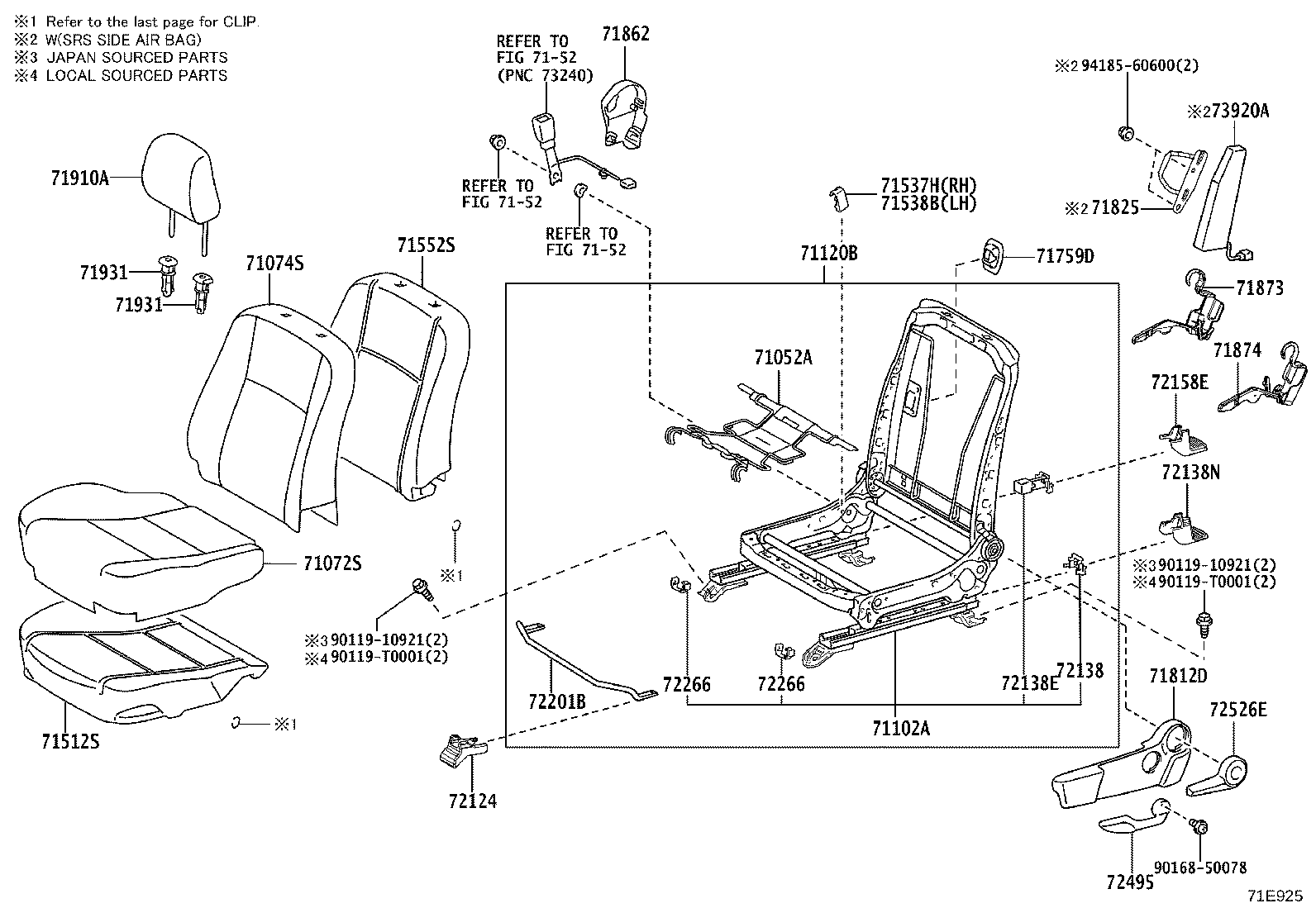 71027-0K031-C3 COVER, FRONT SEAT BACK, RH(FOR SEPARATE TYPE) product image