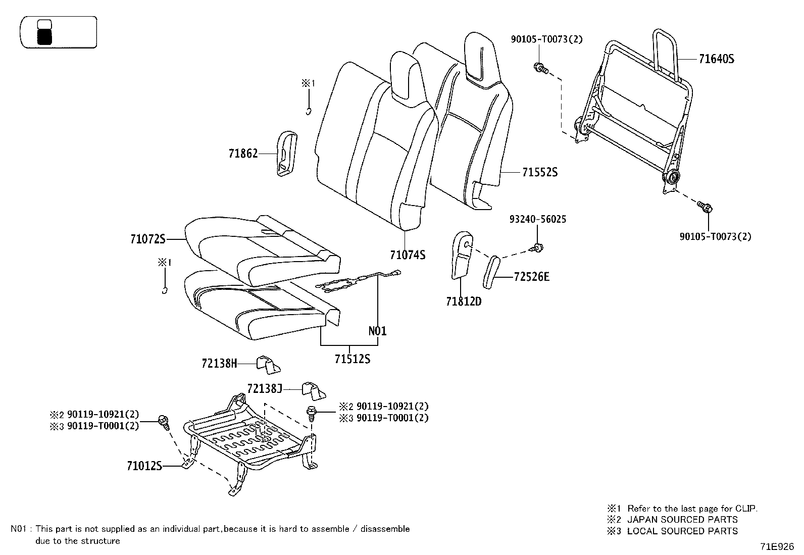 71502-YP040 PAD, FRONT SEAT CUSHION, LH (FOR SEPARATE TYPE) product image