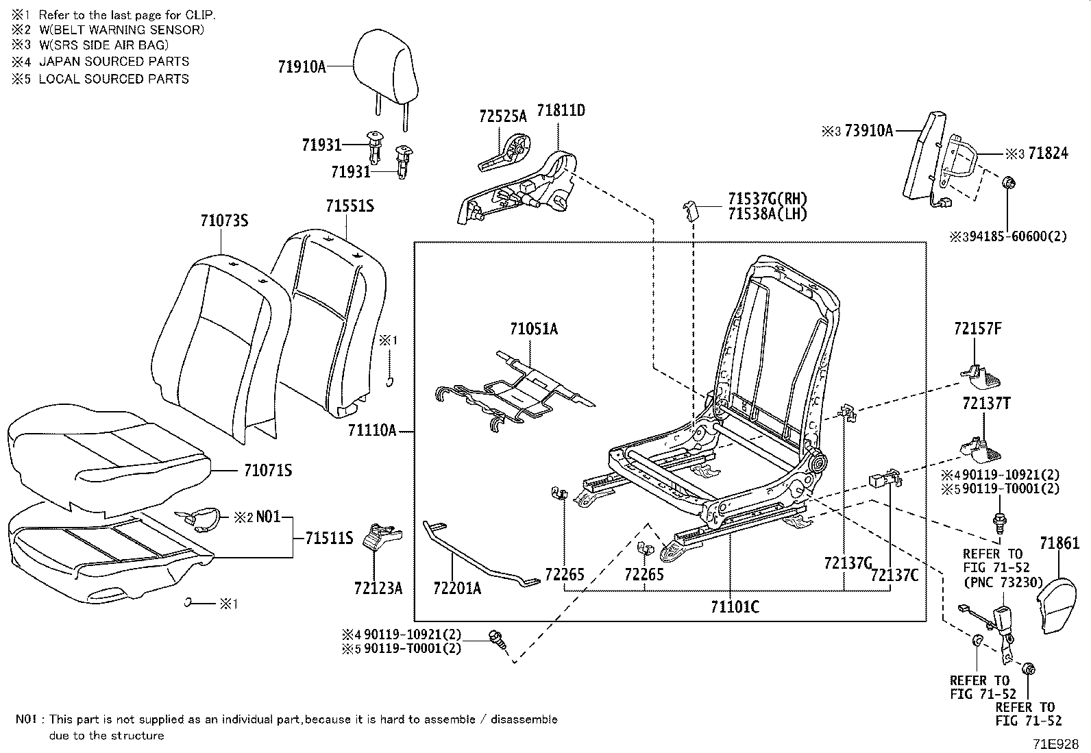 71027-0K031-C3 COVER, FRONT SEAT BACK, RH(FOR SEPARATE TYPE) product image
