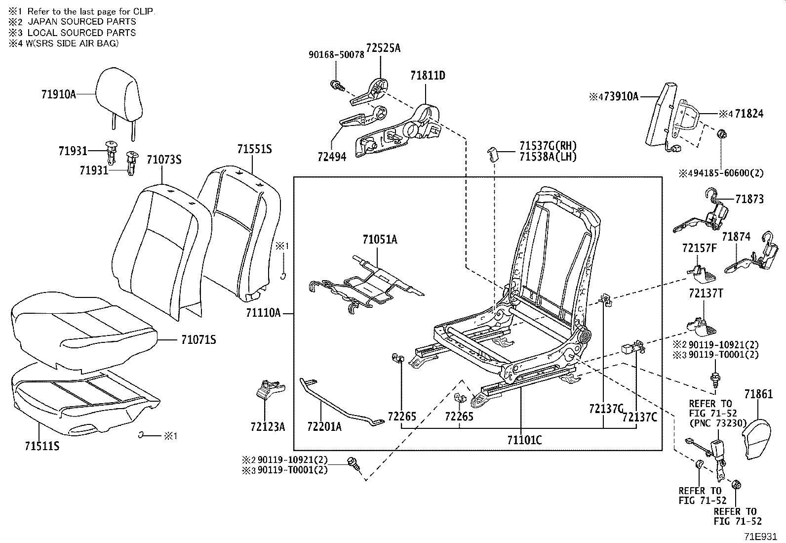 71027-0K031-C3 COVER, FRONT SEAT BACK, RH(FOR SEPARATE TYPE) product image