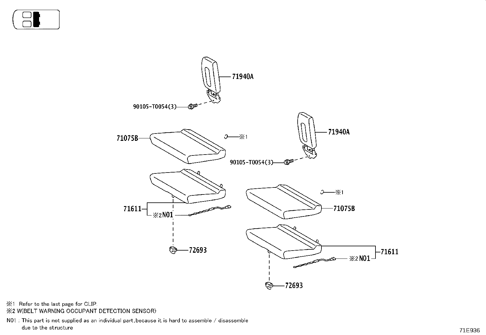 71027-0K031-C3 COVER, FRONT SEAT BACK, RH(FOR SEPARATE TYPE) product image