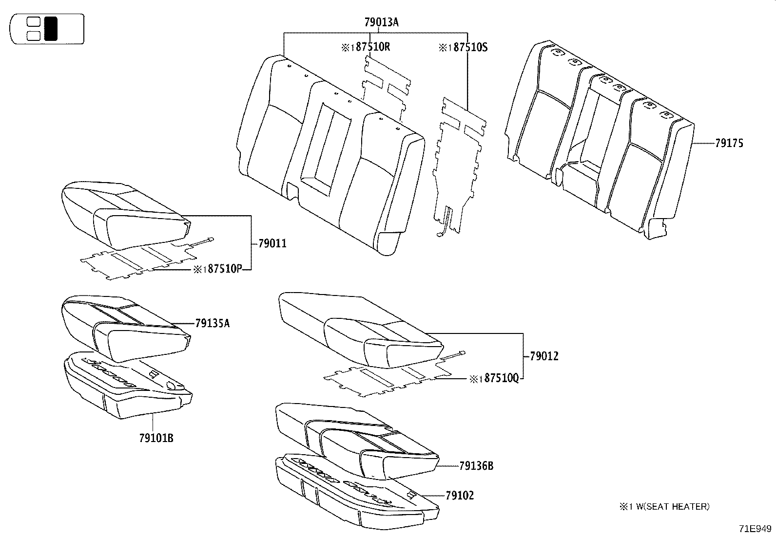 71027-0K450 COVER, FRONT SEAT BACK, RH(FOR SEPARATE TYPE) product image