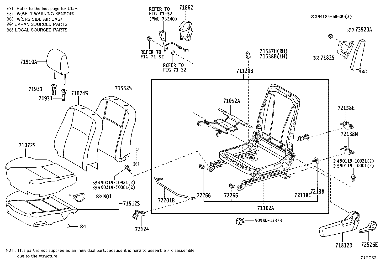 71502-YP040 PAD, FRONT SEAT CUSHION, LH (FOR SEPARATE TYPE) product image