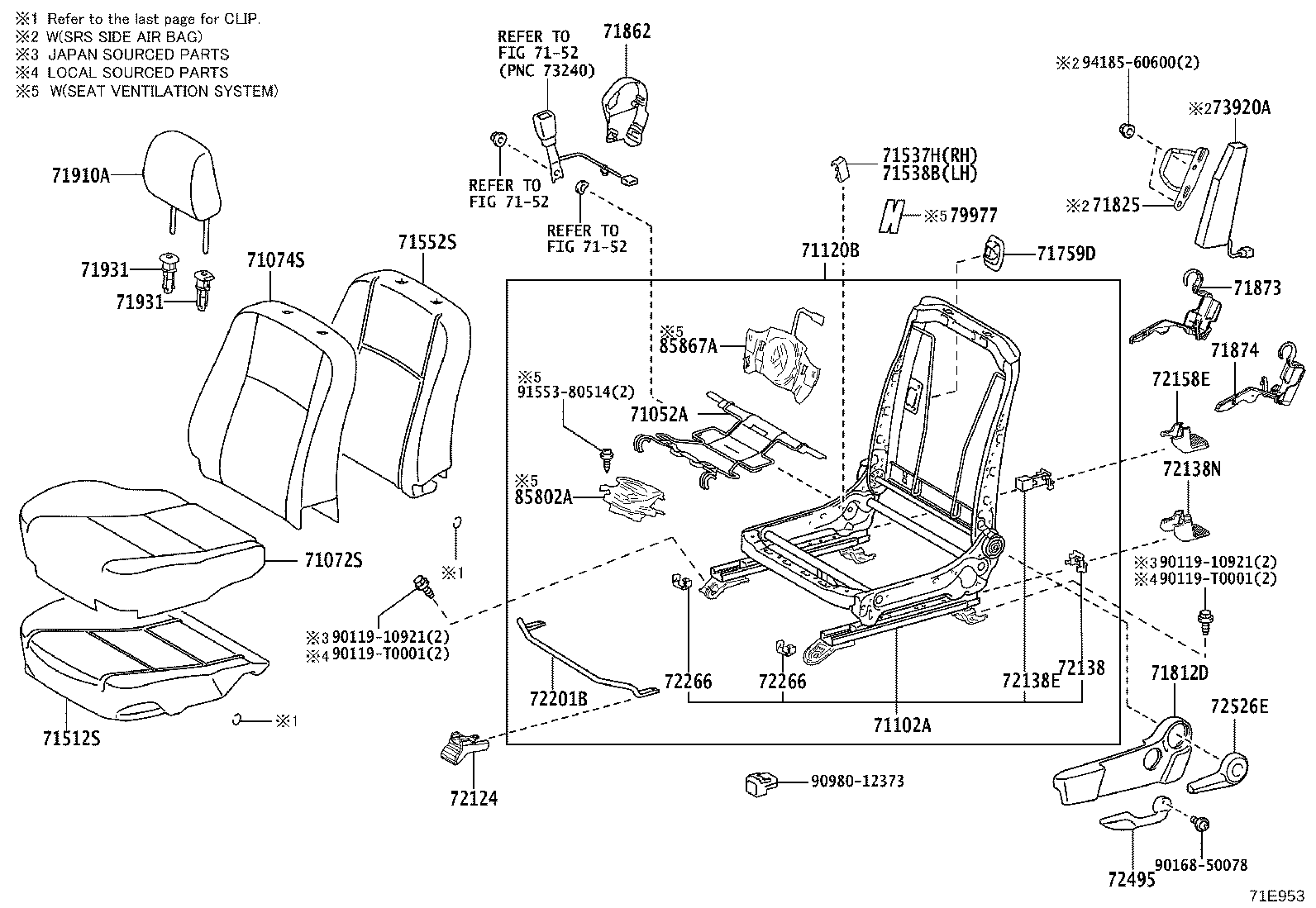 71502-YP040 PAD, FRONT SEAT CUSHION, LH (FOR SEPARATE TYPE) product image