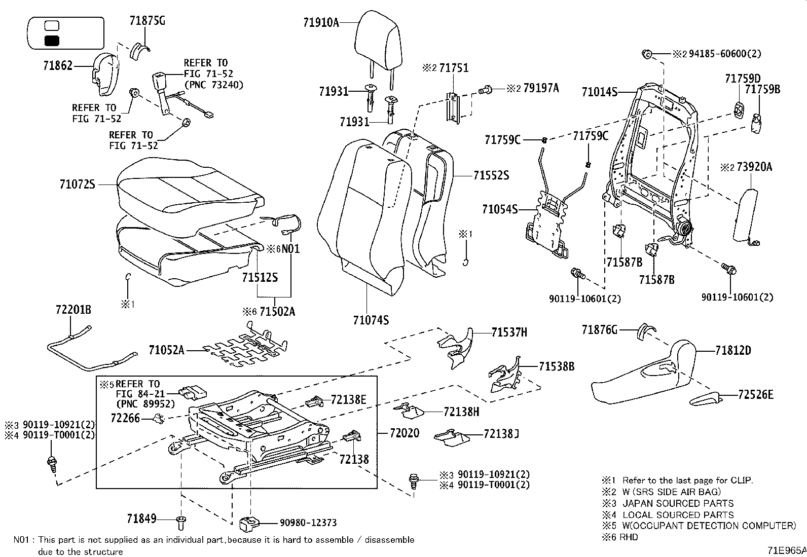 79101-0K720 FRAME SUB-ASSY, NO.1 SEAT CUSHION, RH product image