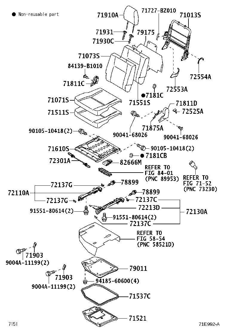 71502-BZ520 PAD, FRONT SEAT CUSHION, LH (FOR SEPARATE TYPE) product image