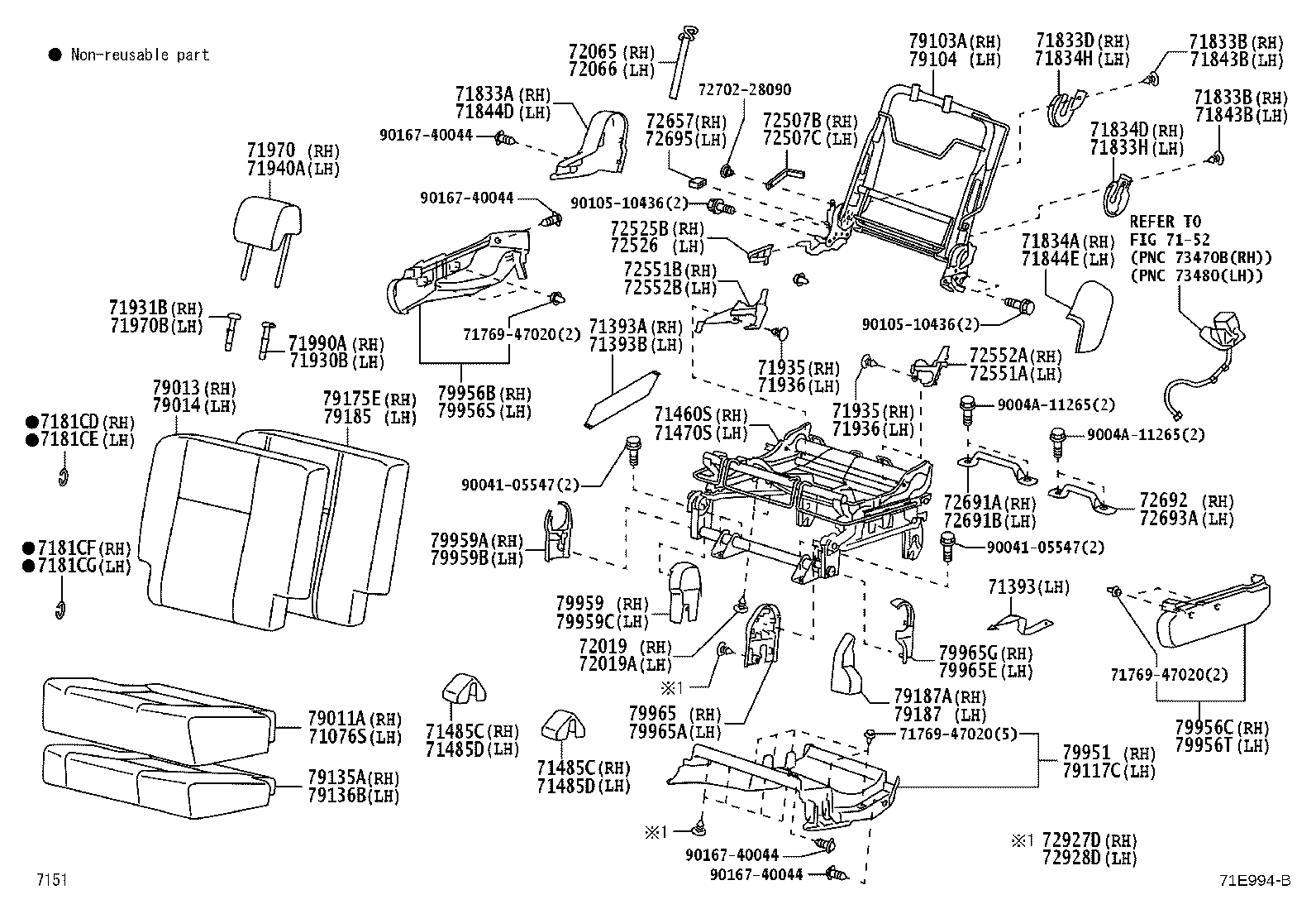 71502-BZ520 PAD, FRONT SEAT CUSHION, LH (FOR SEPARATE TYPE) product image