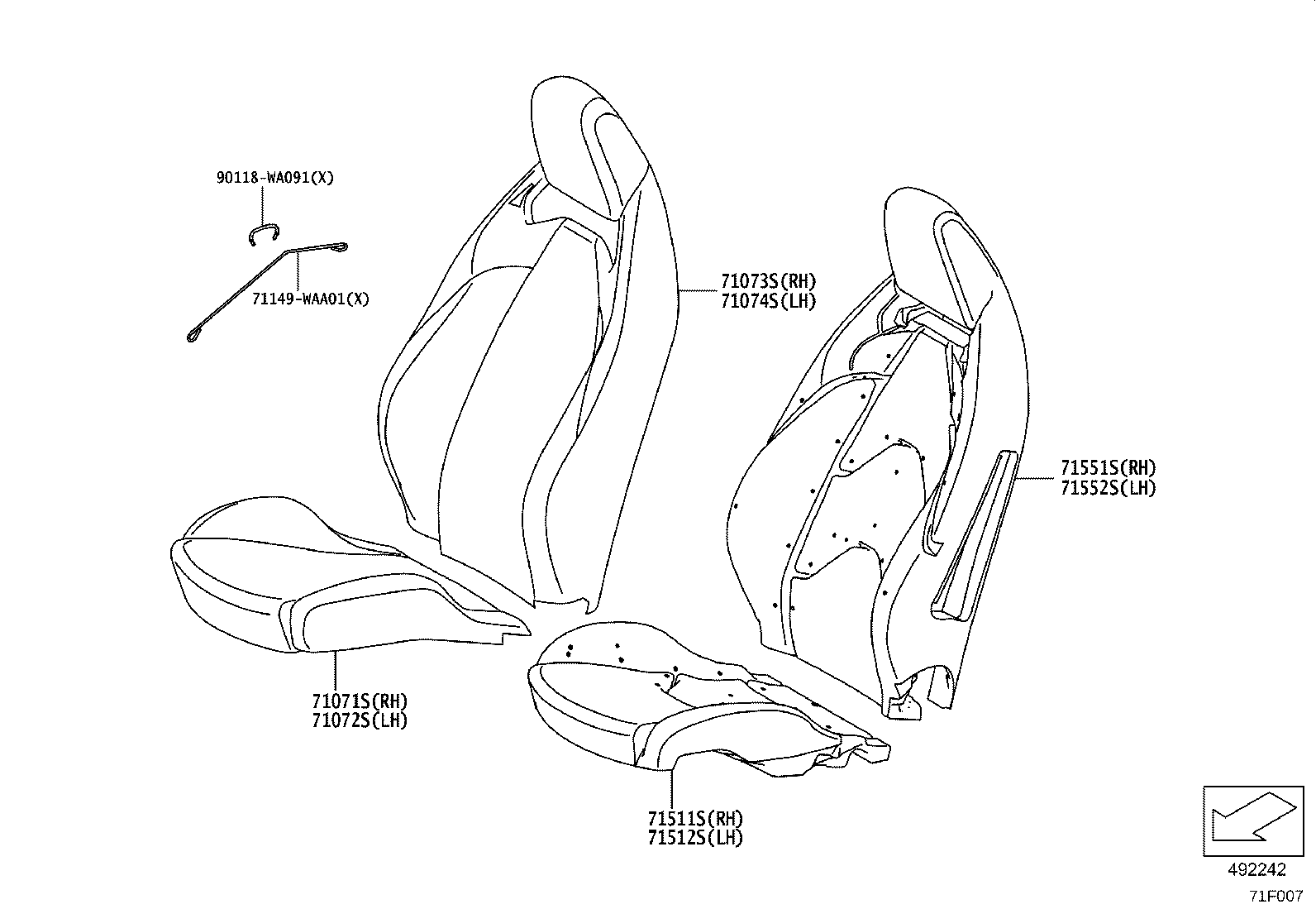 71071-WAA18 COVER, FRONT SEAT CUSHION, RH(FOR SEPARATE TYPE) product image
