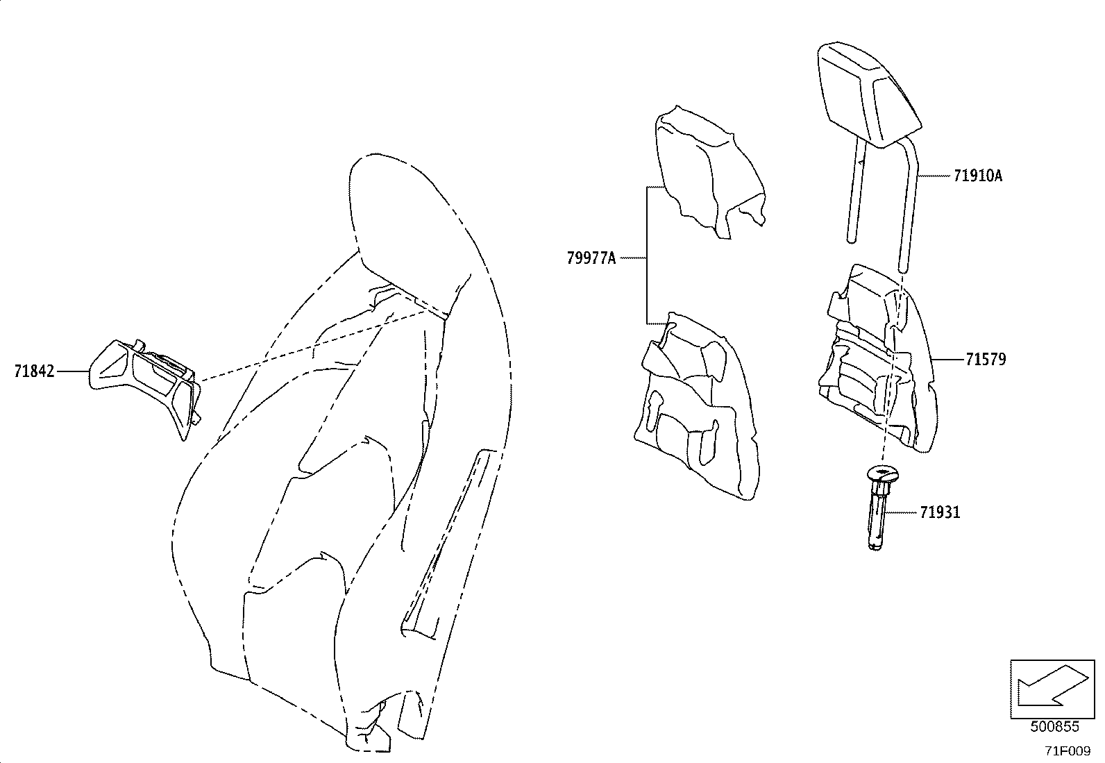 71071-WAA18 COVER, FRONT SEAT CUSHION, RH(FOR SEPARATE TYPE) product image