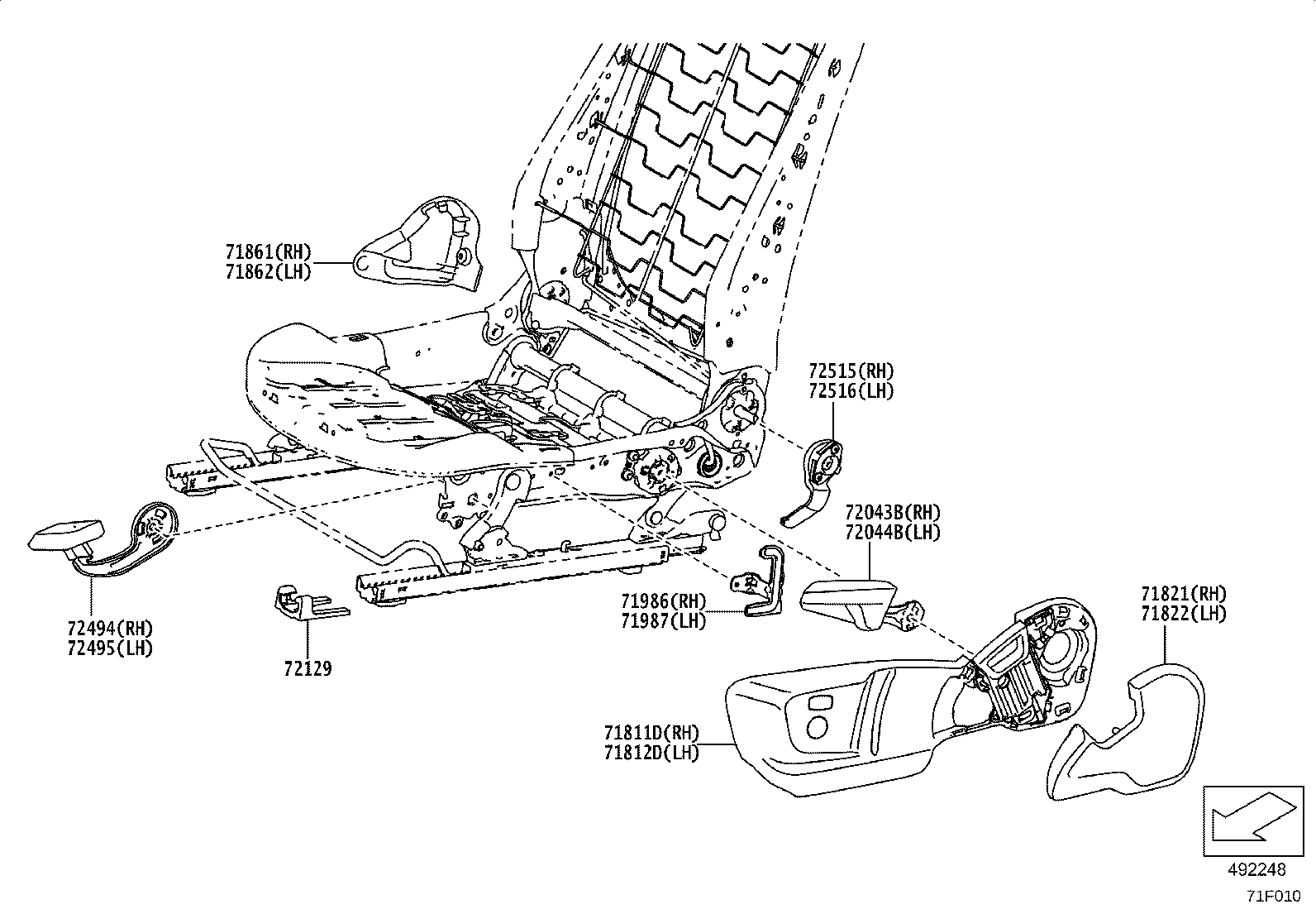 71071-WAA18 COVER, FRONT SEAT CUSHION, RH(FOR SEPARATE TYPE) product image