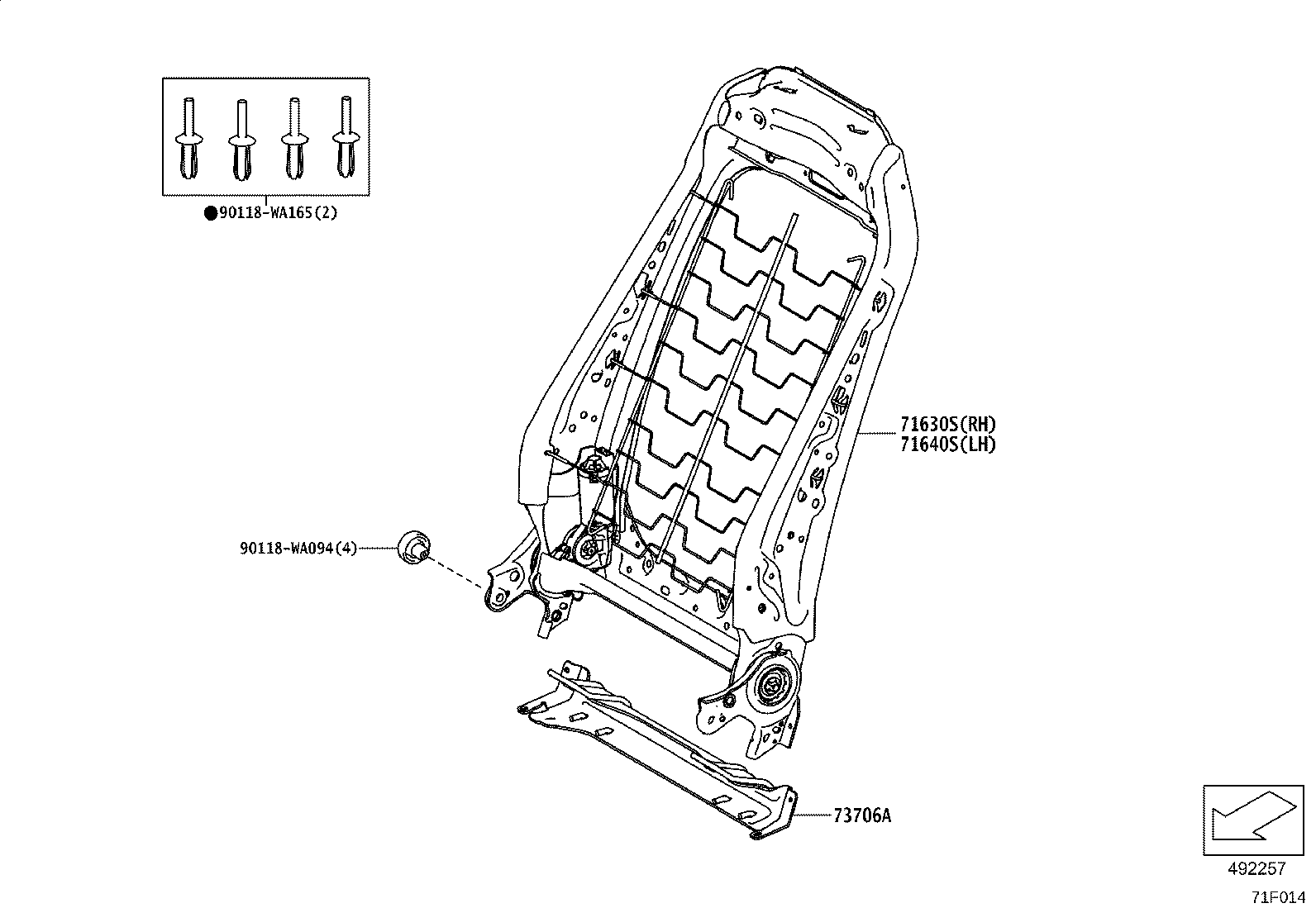 71071-WAA18 COVER, FRONT SEAT CUSHION, RH(FOR SEPARATE TYPE) product image