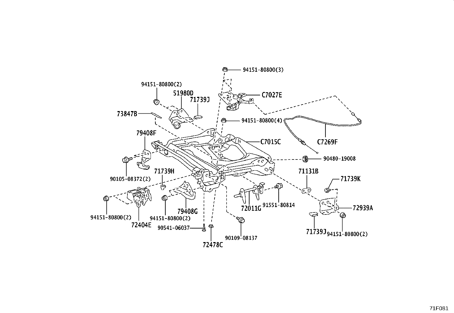 71620-52250 SPRING ASSY, FRONT SEAT CUSHION, LH(FOR SEPARATE TYPE) product image