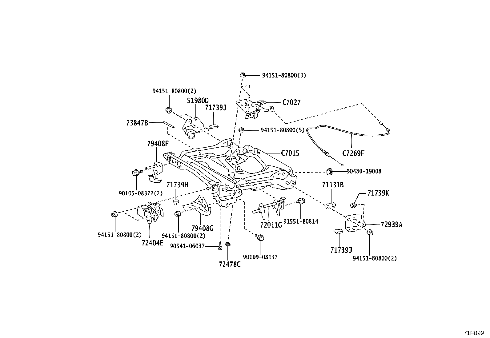 71502-D1010 PAD, FRONT SEAT CUSHION, LH (FOR SEPARATE TYPE) product image