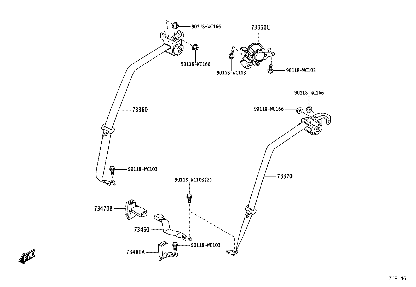 73230-WC006 BELT ASSY, FRONT SEAT INNER, RH product image