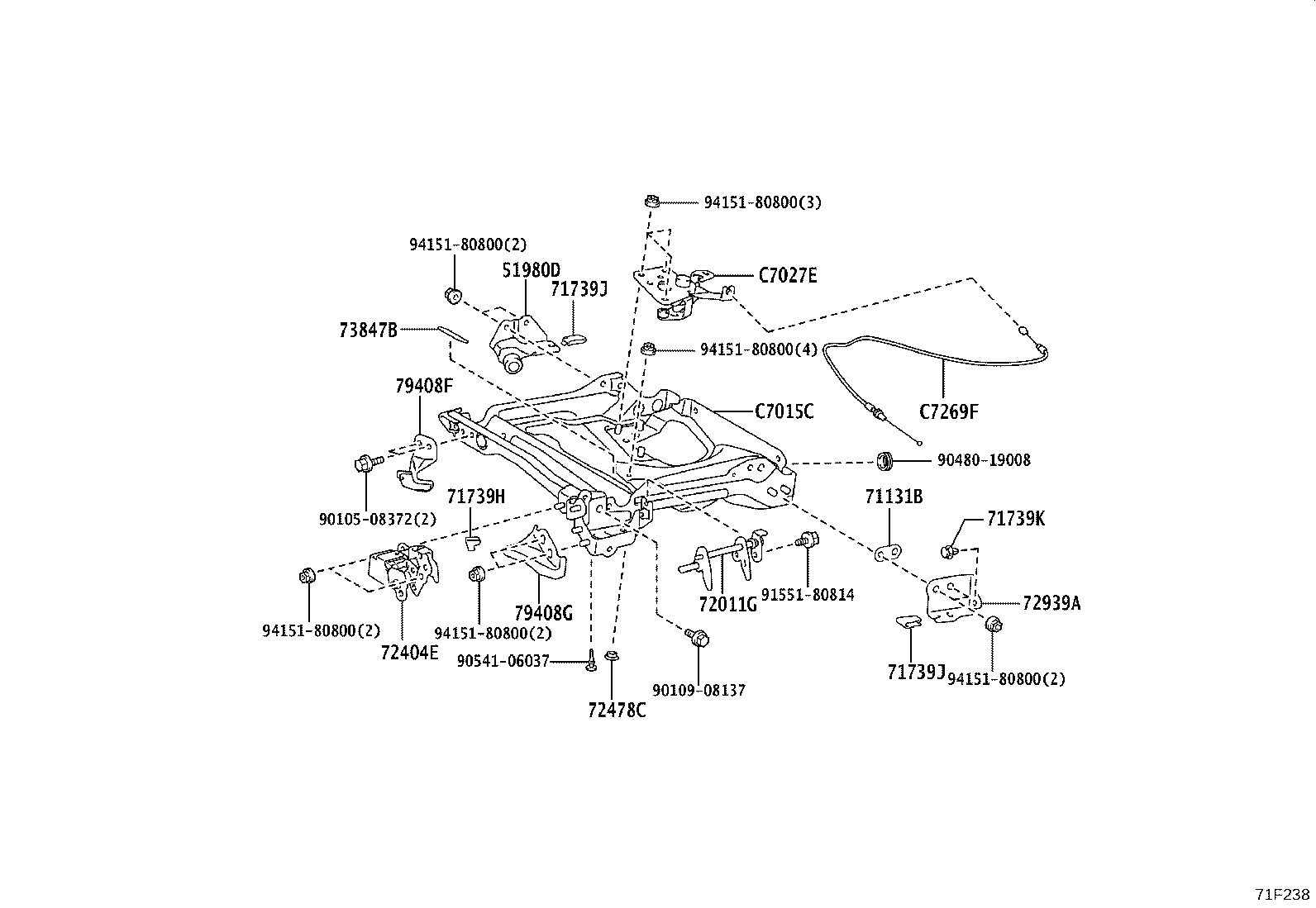 71502-47060 PAD, FRONT SEAT CUSHION, LH (FOR SEPARATE TYPE) product image