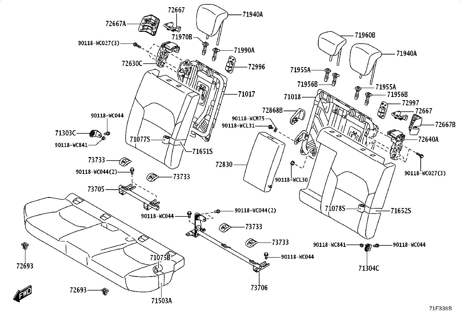 71910-WC035 HEADREST ASSY, REAR SEAT, CENTER product image