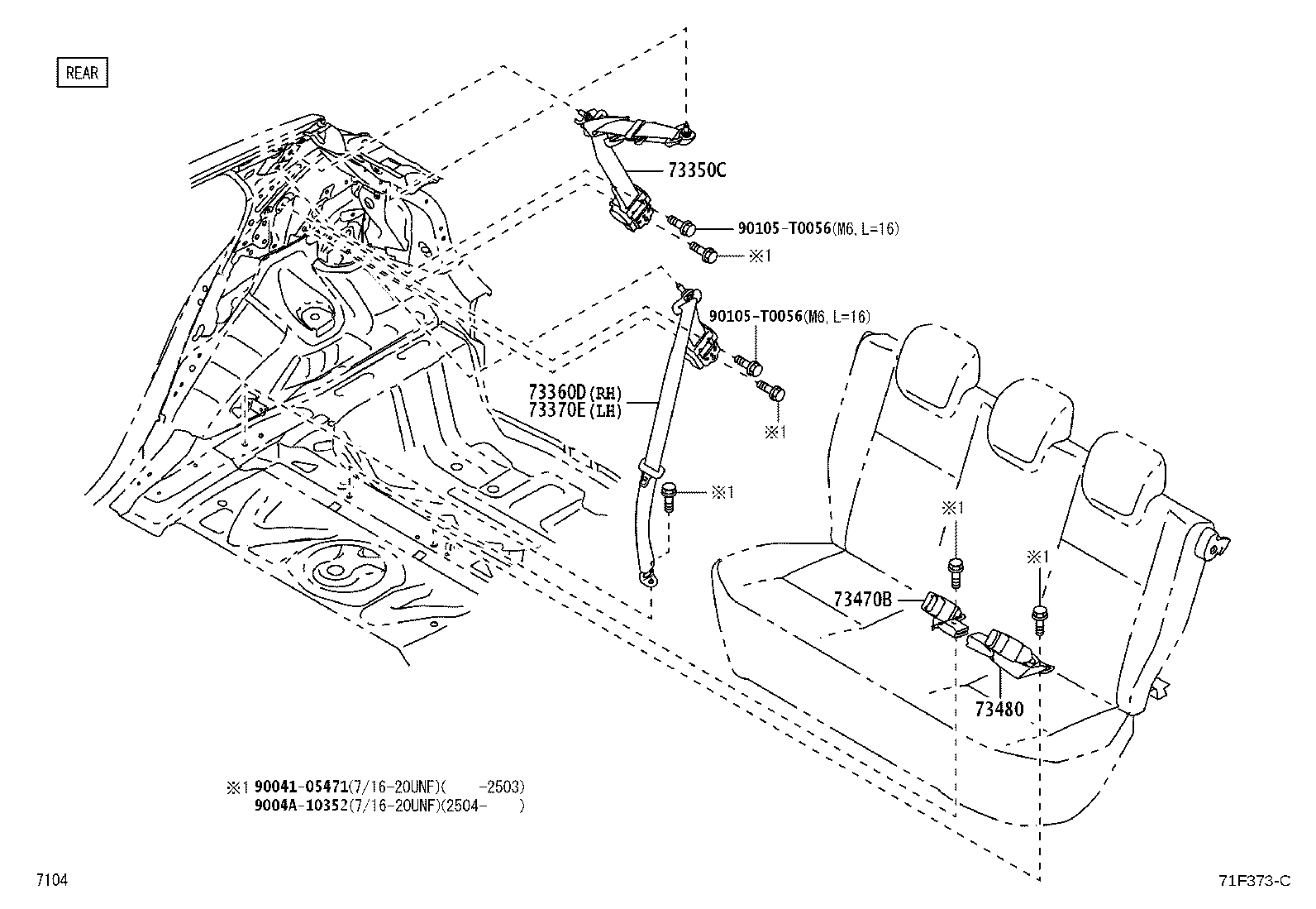 73350-BZ230-C2 BELT ASSY, REAR SEAT, OUTER CENTER product image