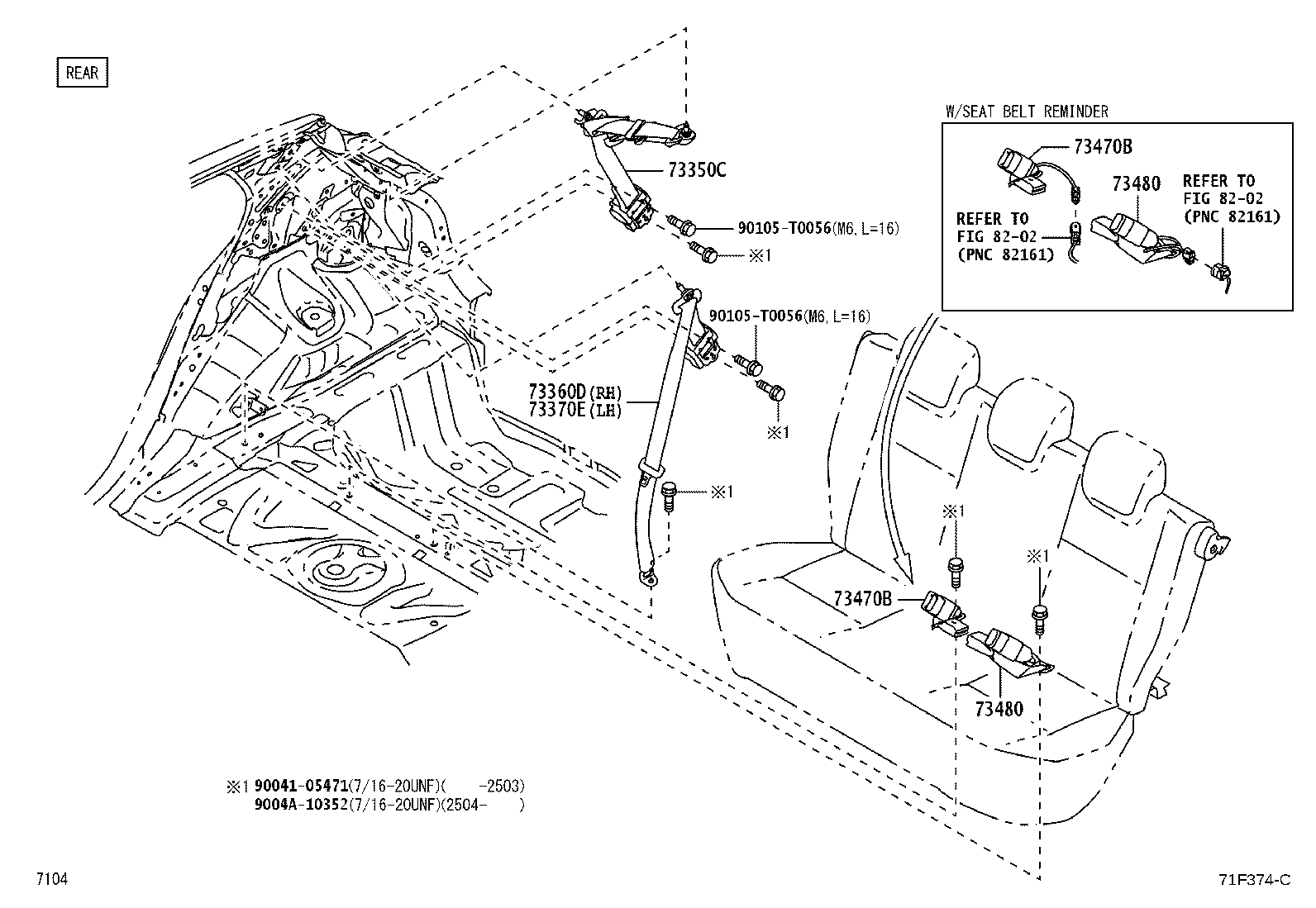 73350-BZ230-C2 BELT ASSY, REAR SEAT, OUTER CENTER product image
